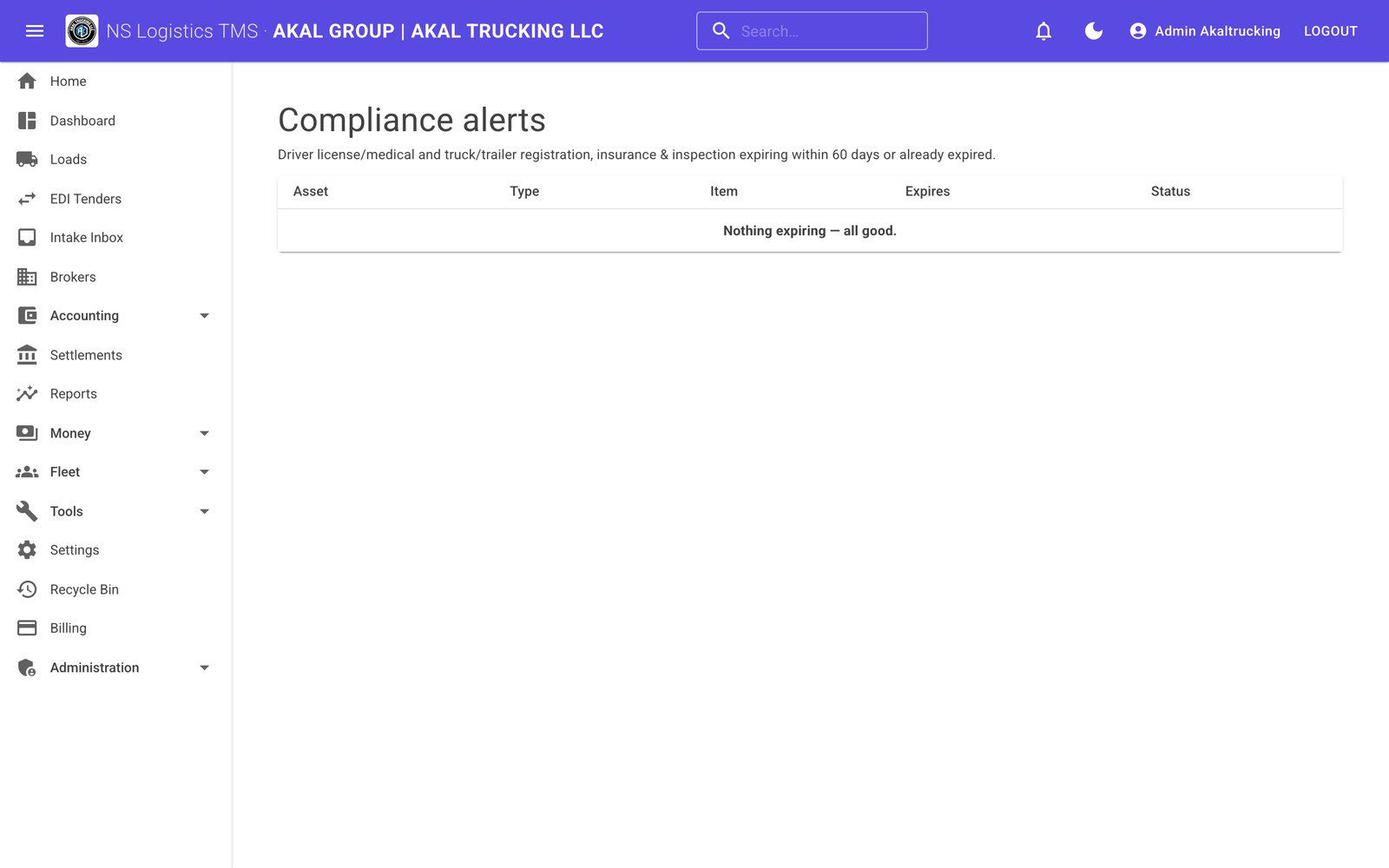 Compliance page